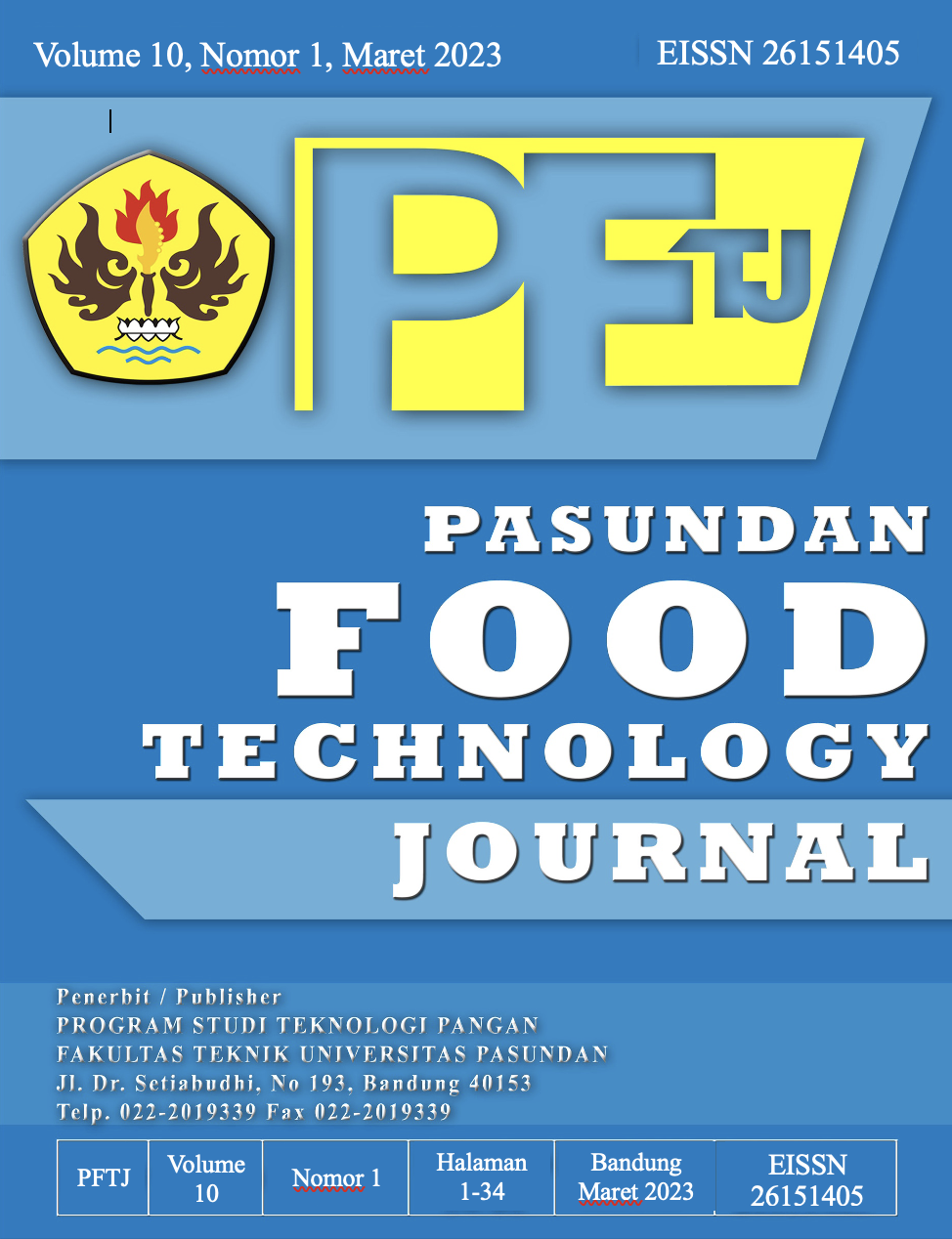 					View Vol. 10 No. 1 (2023): PASUNDAN FOOD TECHNOLOGY JOURNAL 
				
