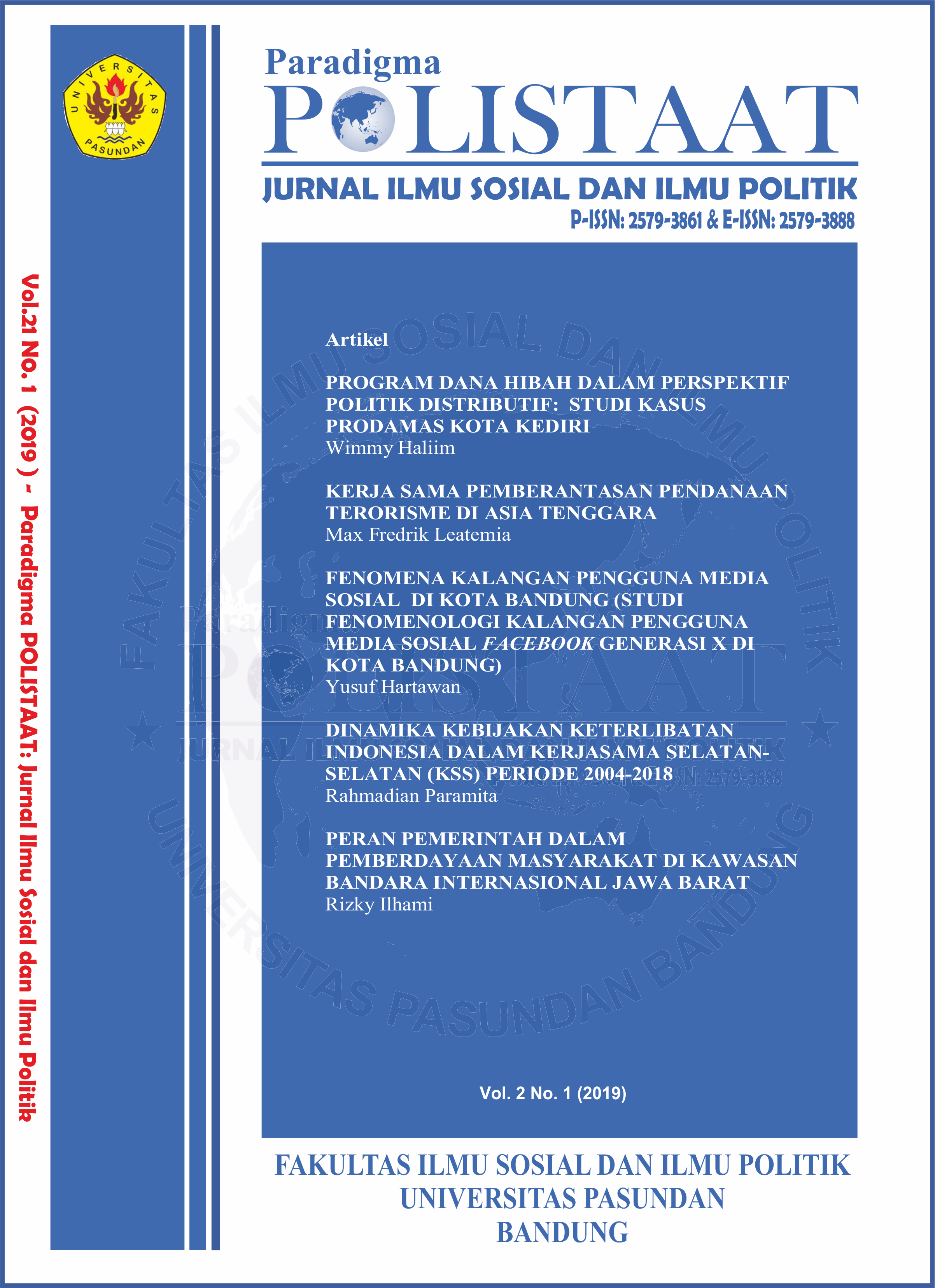 					View Vol. 2 No. 1 (2019): Paradigma POLISTAAT: Jurnal Ilmu Sosial dan Ilmu Politik
				